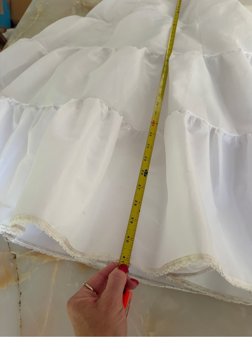 Vintage White Tiered Full-Length Women's Petticoat Skirt - Picture 5 of 11